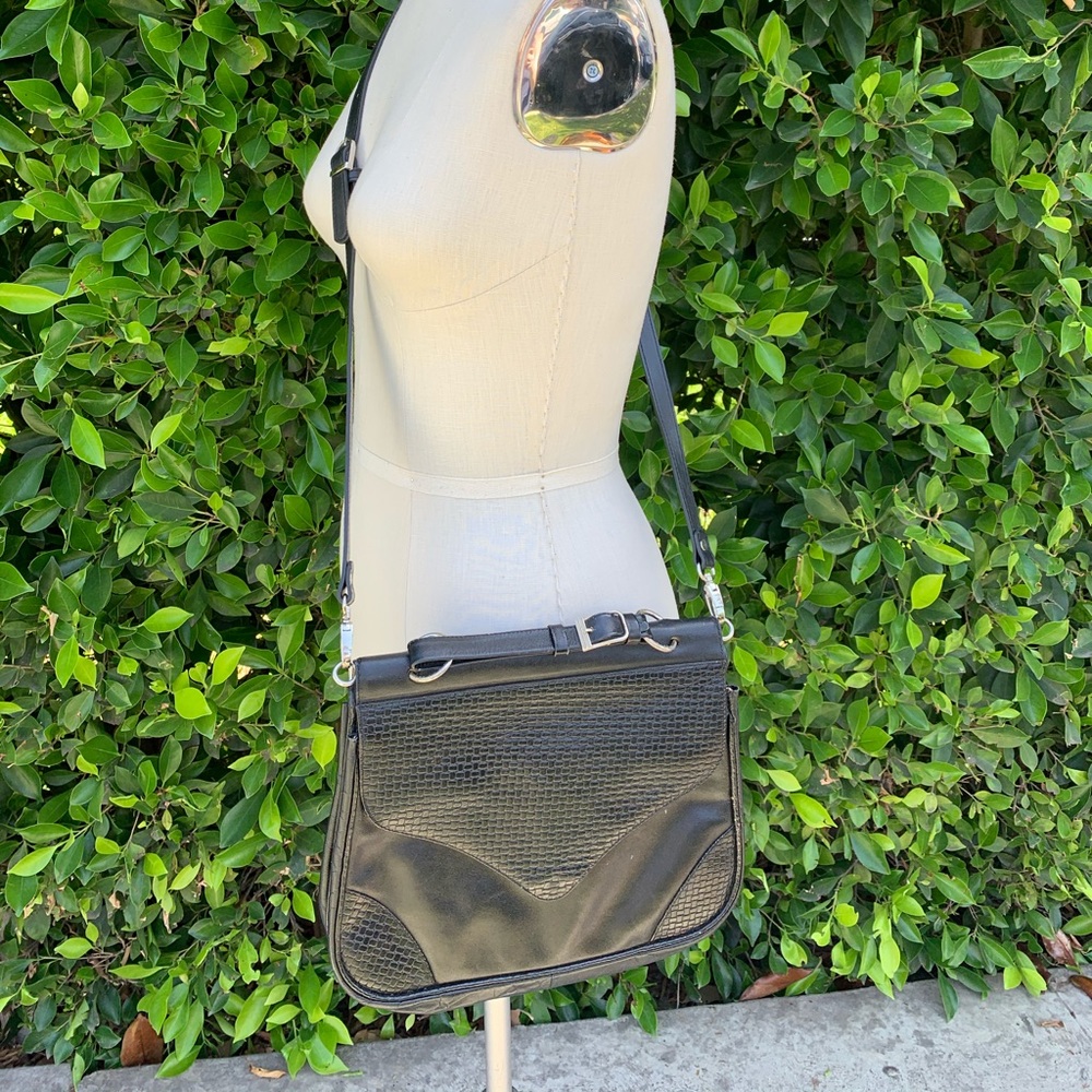 Vintage Black Leather Saddlebag